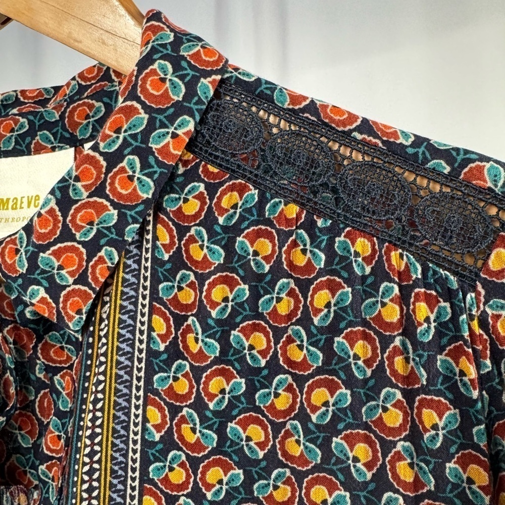 Maeve by Anthropologie Janie Flounced Peasant Blouse in Multi Size 4‎ - Picture 4 of 10